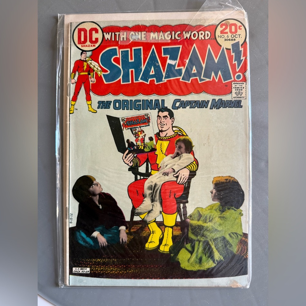 1973 Vintage DC Shazam! #6 Comic Cover — Red, Yellow & Blue Artwork